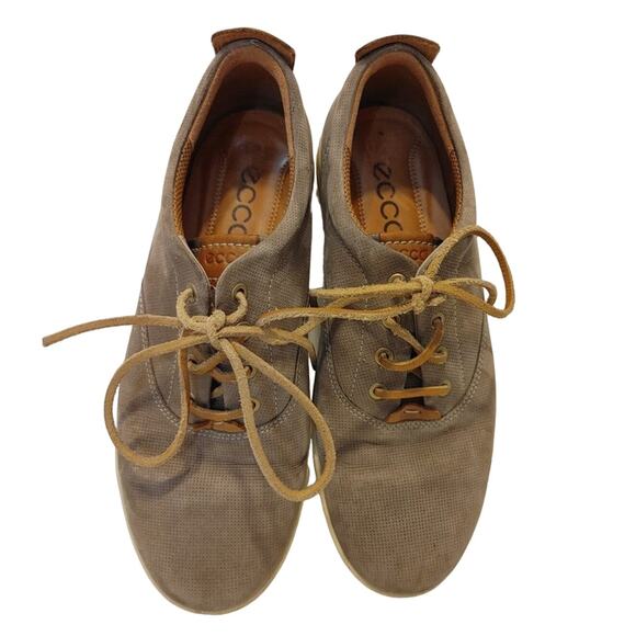 Ecco Kyle Suede Lace Up Casual Lifestyle Shoes Low Top Taupe Mens US 10 EU 43 - Picture 8 of 8